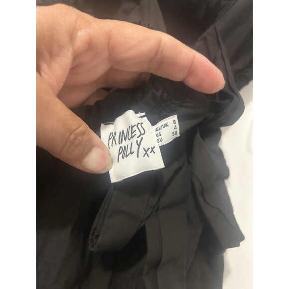 Princess Polly Women’s Short Mini Dress Black Open Back Tie Back Size 4 Smocked - Picture 3 of 6